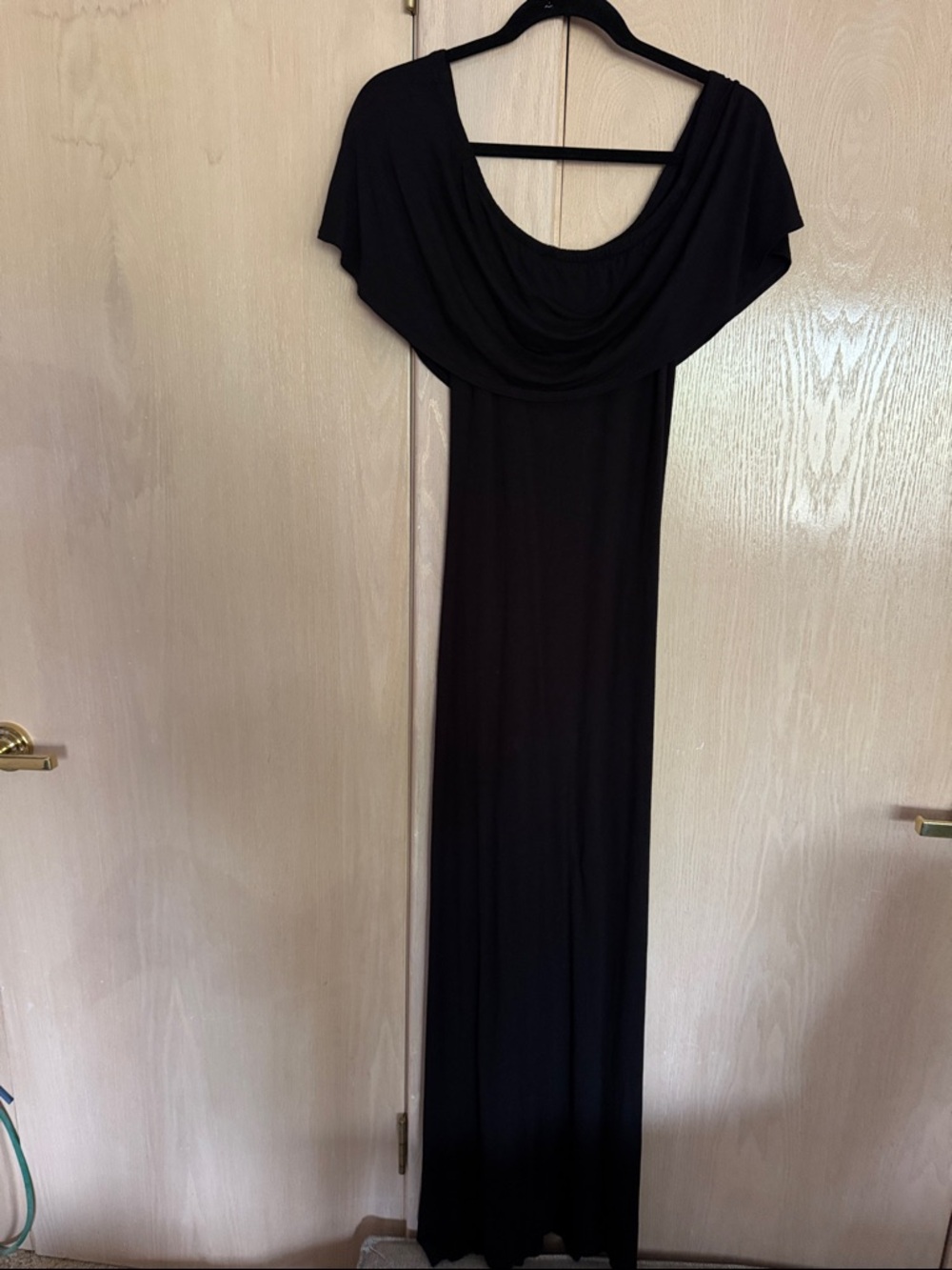 Veronica M Black Draped Neck Maxi Dress
